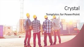  Presentation with synergy collaboration cooperation teamwork concept - Beautiful slide deck featuring construction team - business building teamwork and people backdrop and a  colored foreground