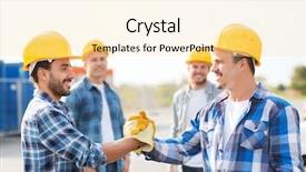  Presentation with team building - Beautiful theme featuring construction team - business building teamwork gesture backdrop and a blonde colored foreground