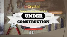  Presentation with set of construction tools tool - Presentation consisting of construction text against tools photo background and a tawny brown colored foreground