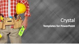  Presentation with paint roller - Audience pleasing PPT theme consisting of construction tools - builder handyman with paint roller backdrop and a gray colored foreground