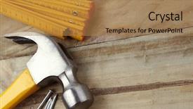 Presentation with construction tools - Slides with construction tools - nails hammer and folding ruler background and a coral colored foreground