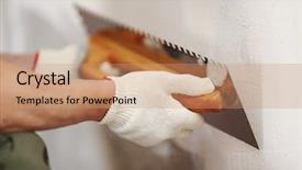  Presentation with construction work - Slide deck featuring construction tools - work aligns with a spatula background and a coral colored foreground