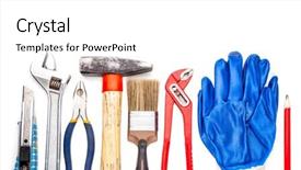  Presentation with construction work - Slide set featuring construction tools - work tool collection on white background and a white colored foreground