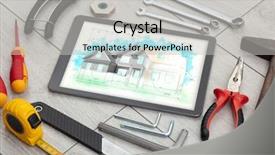  Presentation with set of construction tools tool - Amazing PPT theme having construction tools and house plan backdrop and a  colored foreground