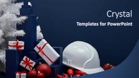  Presentation with construction tools - Slide deck consisting of construction-tools-hard-hat-white background and a navy blue colored foreground