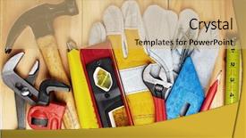  Presentation with portfolio renovation and construction - Theme having construction tools home and house background and a coral colored foreground