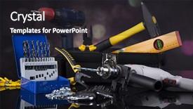  Presentation with construction tools - Presentation design having construction tools house renovation concept background and a dark gray colored foreground