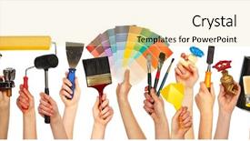  Presentation with construction tools - PPT layouts enhanced with construction tools house renovation background and a lemonade colored foreground