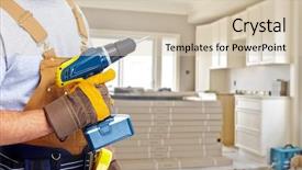  Presentation with construction tools - Presentation theme having construction tools house renovation background and a soft green colored foreground