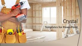  Presentation with construction tools - Presentation consisting of construction tools house renovation background and a soft green colored foreground