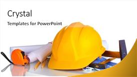  Presentation with construction tools - PPT layouts having construction tools isolated on white background and a white colored foreground