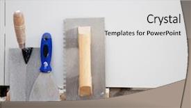  Presentation with construction tools - Presentation theme with construction tools notched trowel ans background and a light gray colored foreground