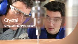  Presentation with apprentice - Beautiful PPT theme featuring construction training - carpenter and apprentice backdrop and a coral colored foreground