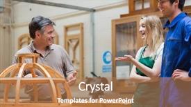  Presentation with med student in class - Beautiful slide deck featuring construction training - teacher and students standing backdrop and a coral colored foreground