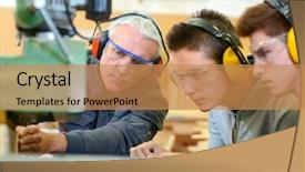  Presentation with apprenticeship - Slide deck having construction training - woodwork apprenticeship background and a coral colored foreground