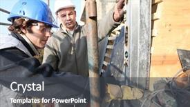  Presentation with zinc - PPT layouts enhanced with construction training - zinc worker and apprentice laying background and a dark gray colored foreground