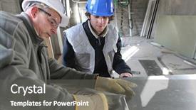  Presentation with zinc - Cool new presentation theme with construction training - zinc worker and apprentice backdrop and a dark gray colored foreground