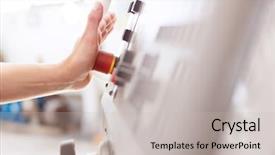  Presentation with control panel - Presentation theme having construction training development - close-up of manual worker pressing background and a light gray colored foreground