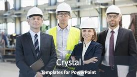  Presentation with team training - Beautiful slide deck featuring construction training development - team of confident business people backdrop and a tawny brown colored foreground