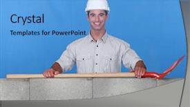  Presentation with wall - Amazing presentation theme having construction tunnel excurvation - mason posing by wall backdrop and a  colored foreground