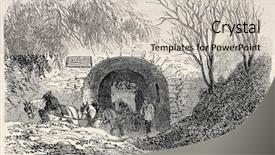  Presentation with old - Slide deck featuring construction tunnel excurvation - old illustration of buttes chaumont background and a  colored foreground