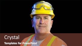  Presentation with utility safety - Audience pleasing slide deck consisting of construction-utility-worker-wearing-protective backdrop and a tawny brown colored foreground