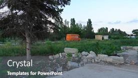  Presentation with pollution waste - PPT theme consisting of construction-waste-in-a-city background and a gray colored foreground