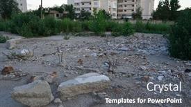  Presentation with pollution waste - PPT layouts consisting of construction-waste-in-a-city background and a gray colored foreground