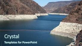  Presentation with dam construction - Colorful theme enhanced with construction water supply - hoover dam backdrop and a ocean colored foreground