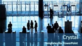  Presentation with modern school building - Audience pleasing presentation theme consisting of construction windows - entrance to modern building backdrop and a ocean colored foreground