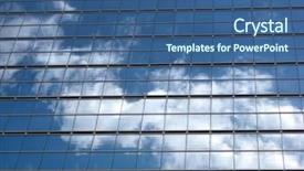  Presentation with glass construction - Beautiful PPT theme featuring construction windows - glass wall with the reflection backdrop and a  colored foreground