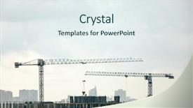  Presentation with construction cranes - Audience pleasing slides consisting of construction with two tower crane backdrop and a sky blue colored foreground