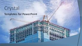  Presentation with construction work - Colorful PPT layouts enhanced with construction-work-site-on-blue backdrop and a light blue colored foreground