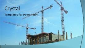  Presentation with construction work - Theme enhanced with construction work site background and a light blue colored foreground