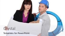  Presentation with construction - Beautiful theme featuring construction-worker-and-an-engineer backdrop and a light gray colored foreground