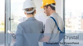  Presentation with architect - Theme having construction-worker-and-architect-looking background and a seafoam green colored foreground