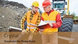  Presentation with construction documents - Presentation theme enhanced with construction-worker-and-architect background and a coral colored foreground