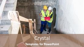  Presentation with building construction - Cool new presentation with construction-worker-and-builder-inspecting backdrop and a coral colored foreground