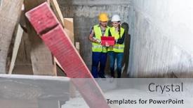  Presentation with building construction - Cool new presentation theme with construction-worker-and-builder-inspecting backdrop and a light gray colored foreground