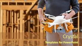  Presentation with pilot - PPT theme having construction-worker-and-drone-pilot background and a red colored foreground