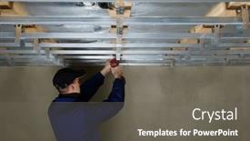  Presentation with frame - Slide deck having construction-worker-assembly-metal-frame background and a gray colored foreground