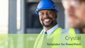  Presentation with building construction - PPT layouts featuring construction-worker-at-building-site background and a soft green colored foreground
