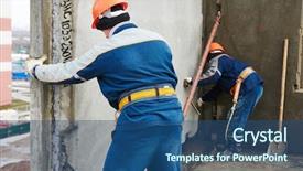  Presentation with construction work - Audience pleasing presentation theme consisting of construction worker builders concreter joiners backdrop and a ocean colored foreground