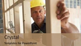  Presentation with new home - Colorful slide deck enhanced with construction worker building timber frame backdrop and a coral colored foreground