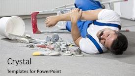  Presentation with fall down - Audience pleasing presentation theme consisting of construction worker falls down backdrop and a light gray colored foreground