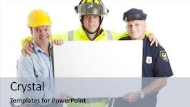  Presentation with construction law - Cool new presentation theme with construction worker fireman and policeman backdrop and a light blue colored foreground