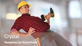  Presentation with construction worker harassment workplace - Slides having construction worker getting back injury background and a coral colored foreground