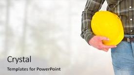  Presentation with forestry - Slide deck featuring construction worker in front background and a sky blue colored foreground