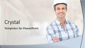  Presentation with safety construction worker in construction - Colorful PPT layouts enhanced with construction worker in front backdrop and a light gray colored foreground