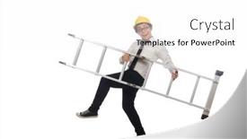  Presentation with funny construction - Colorful presentation enhanced with construction worker in funny concept on white backdrop and a white colored foreground